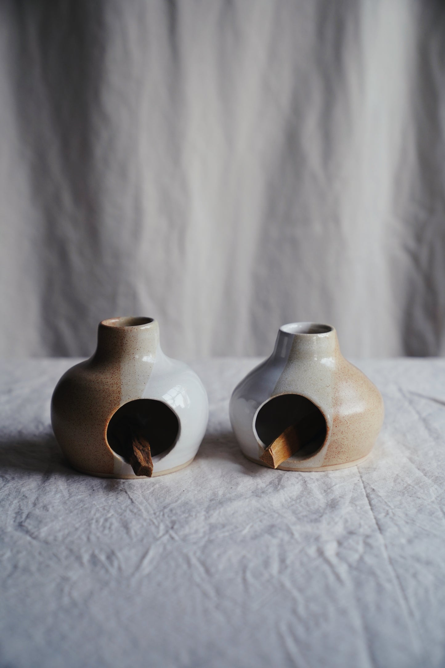 earthy glazed small chiminea