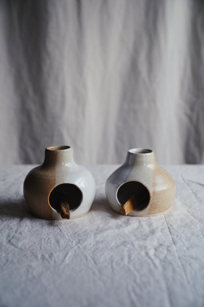 earthy glazed small chiminea