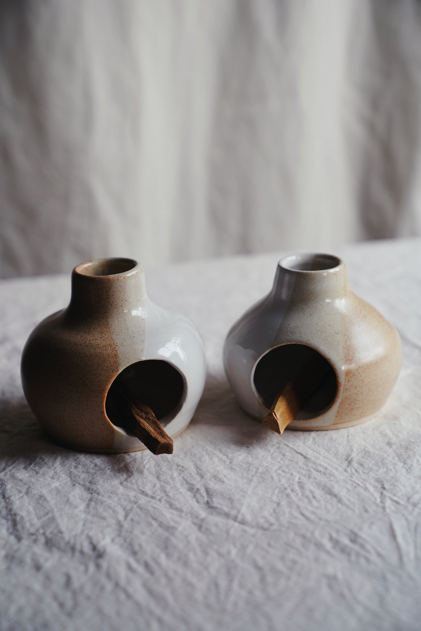 earthy glazed small chiminea