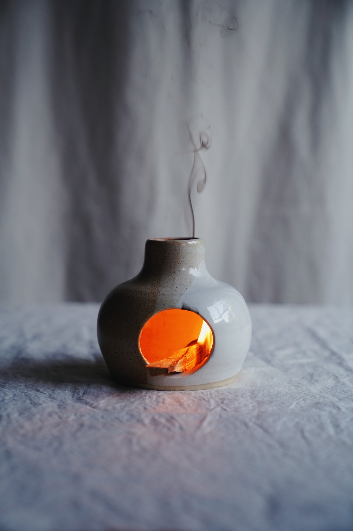 earthy glazed small chiminea