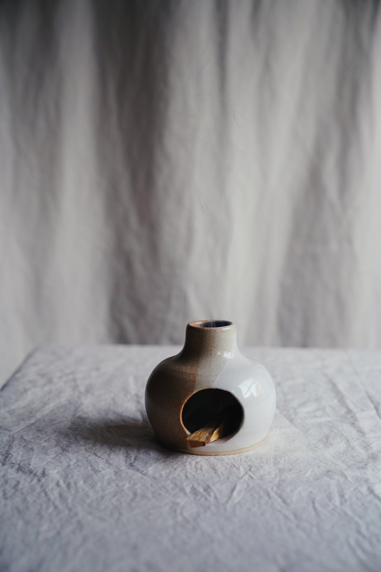 earthy glazed small chiminea