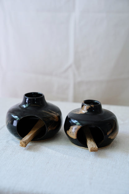 black & bronze chiminea