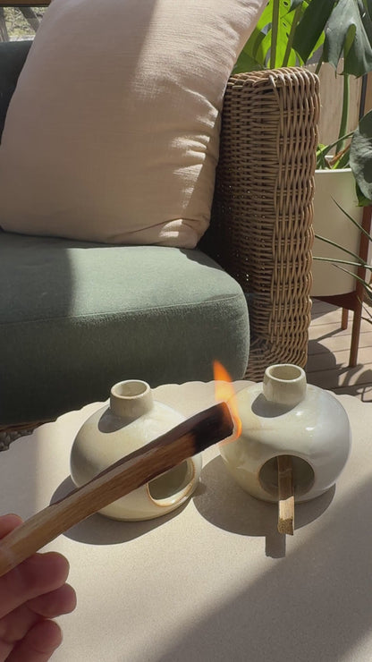 earthy glazed small chiminea